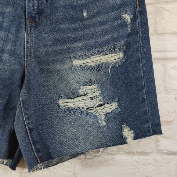 MS BlankNYC Women's The Warren Distressed Blue Ground Rules Denim Shorts NWT 26 - Picture 3 of 12